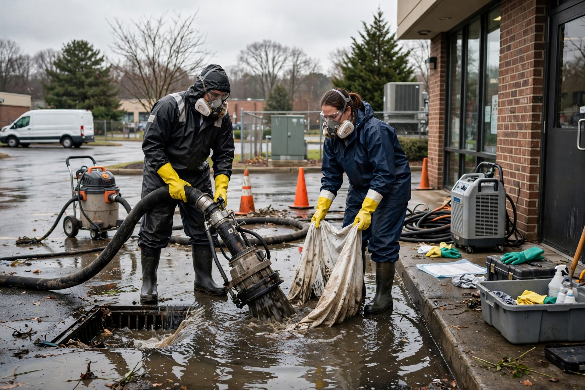 sewage cleanup in Meade Village